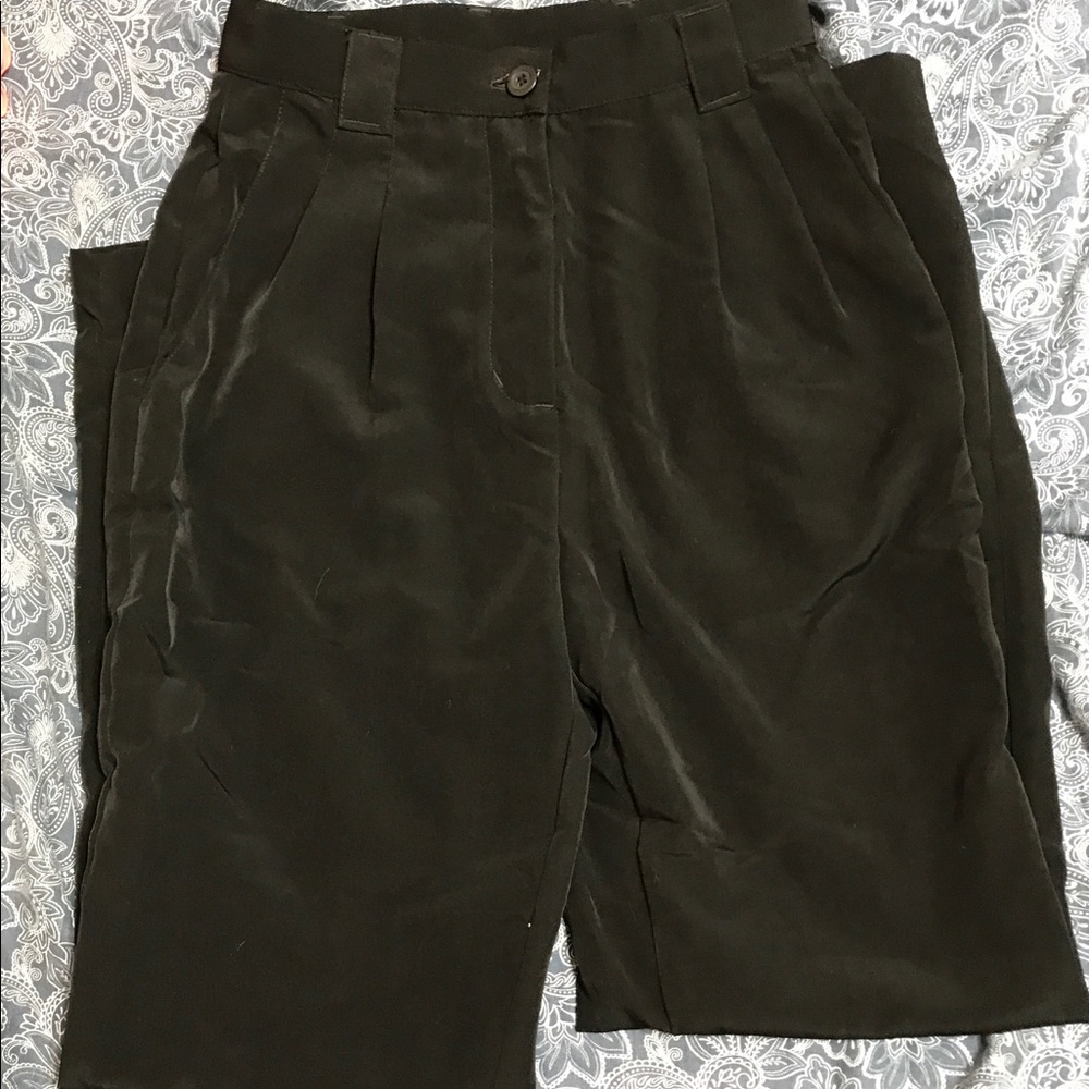 High waist pleated black pants
